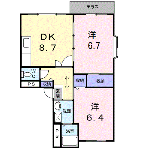 アヴェニール永和(2DK/1階)の間取り写真