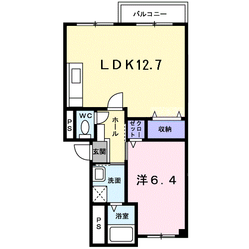 アヴェニール永和(1LDK/2階)の間取り写真