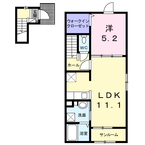 ヴィラ・ポワージュⅡ(1LDK/2階)の間取り写真