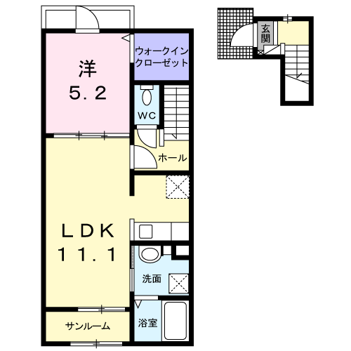 ヴィラ・ポワージュⅡ(1LDK/2階)の間取り写真