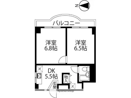 ジェムHILLS(1LDK/4階)の間取り写真