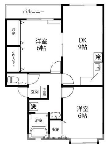 プラネットドリーム(2DK/1階)の間取り写真