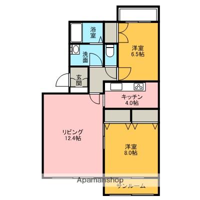 ハイライズ栄(2LDK/2階)の間取り写真