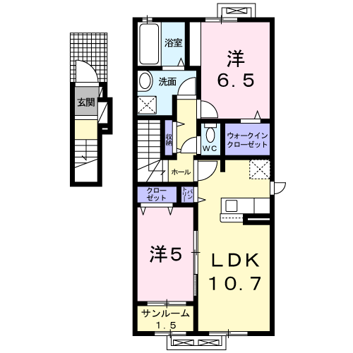 グレース・ソフィアⅡ(2LDK/2階)の間取り写真