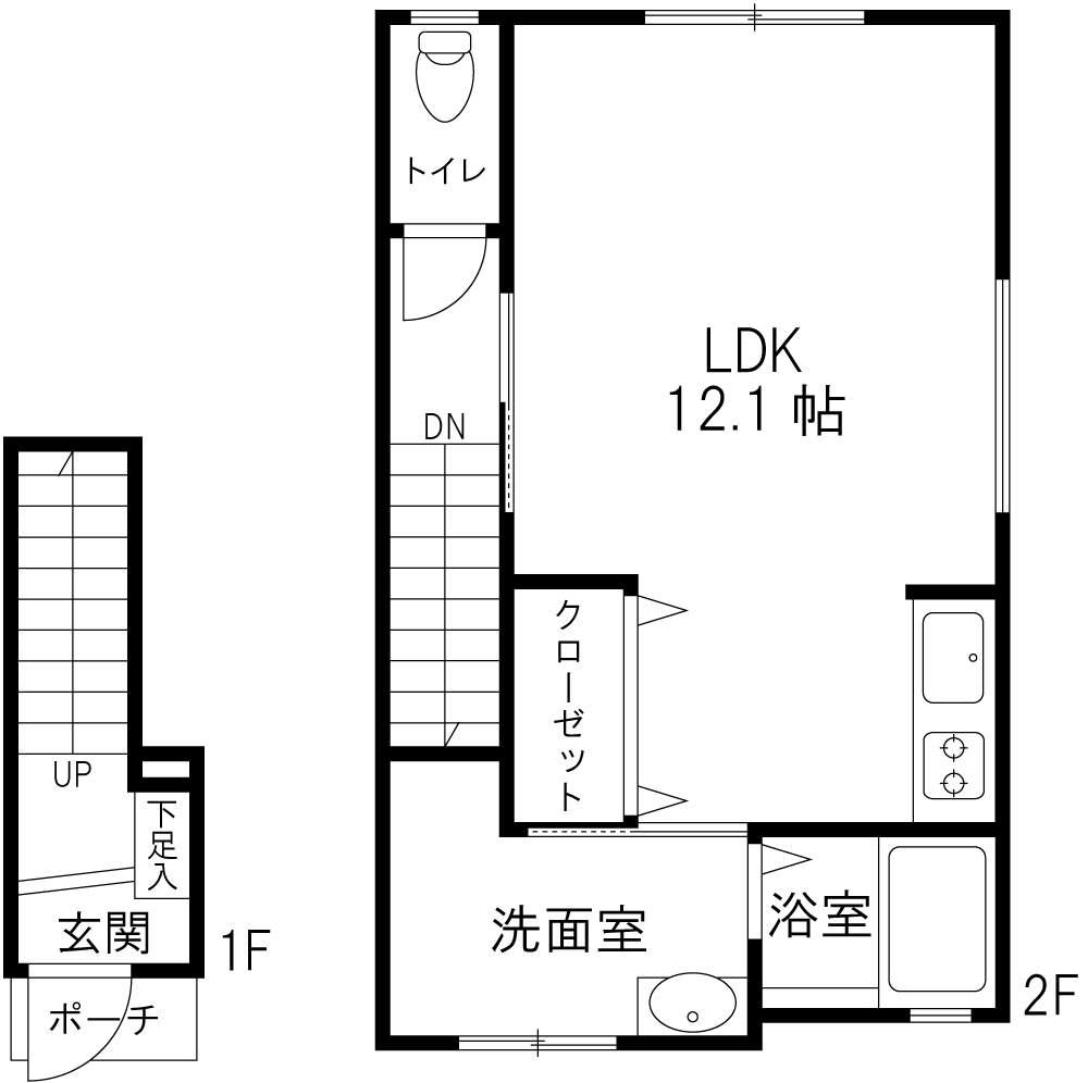 アビタシオン園町(ワンルーム/2階)の間取り写真