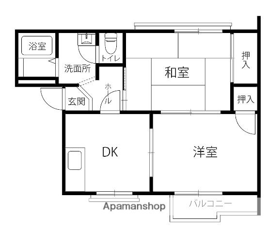 タウニィFⅡ(2DK/1階)の間取り写真