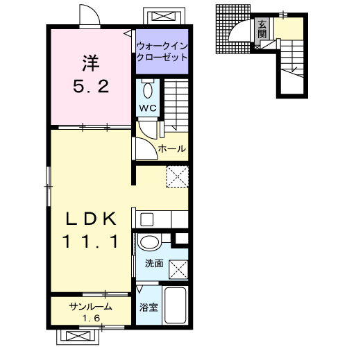 セブンスター(1LDK/2階)の間取り写真