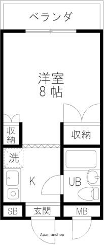 パークハイム粟津(1K/3階)の間取り写真