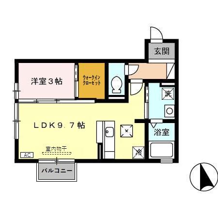 グラヴィティ A(1LDK/1階)の間取り写真