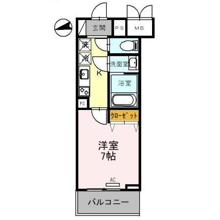 アクアリウス(1K/2階)の間取り写真
