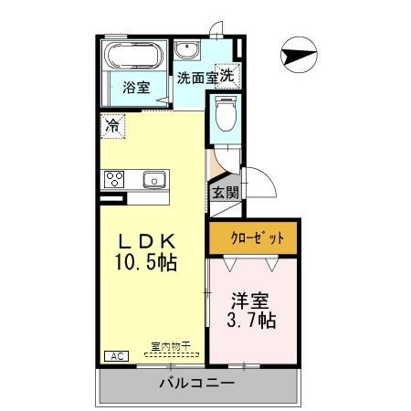 PICCOLO PINO島町 B棟(1LDK/3階)の間取り写真