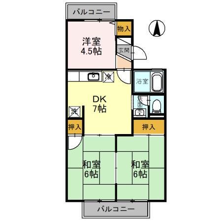 セジュール ポロア(3DK/1階)の間取り写真