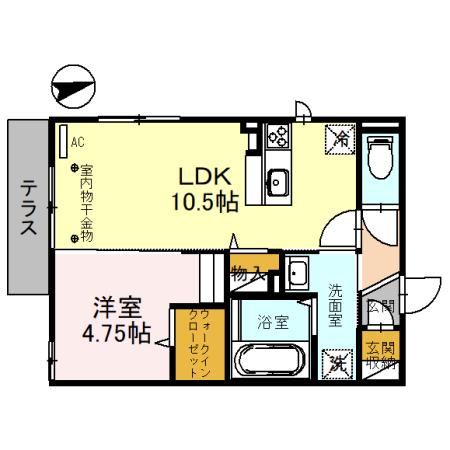 AUREOLE (1LDK/1階)の間取り写真