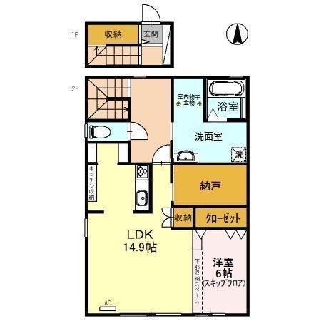 パシフィックヒルズ(1LDK/2階)の間取り写真