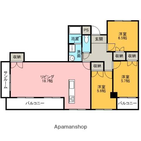 GRAND HILLS 長土塀(3LDK/8階)の間取り写真