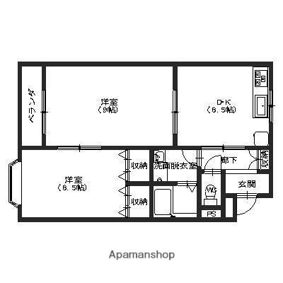 グラシューズ(2DK/2階)の間取り写真