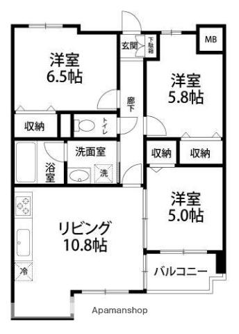 四季の街ドゥ・モンターニュ杜(3LDK/3階)の間取り写真