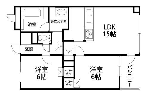 四季の街ドゥ・モンターニュ花(2LDK/3階)の間取り写真