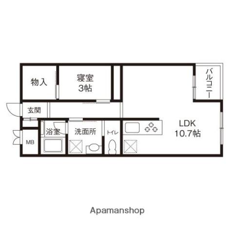 四季の街ドゥ・モンターニュ春(1LDK/2階)の間取り写真