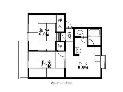 ルミエール(2DK/1階)の間取り写真