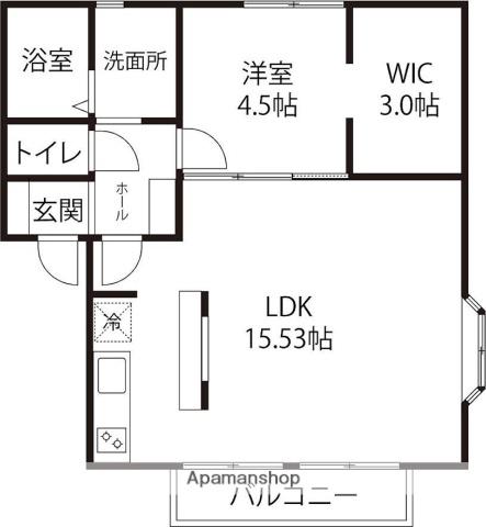 ハイカムール壱番館(1LDK/2階)の間取り写真