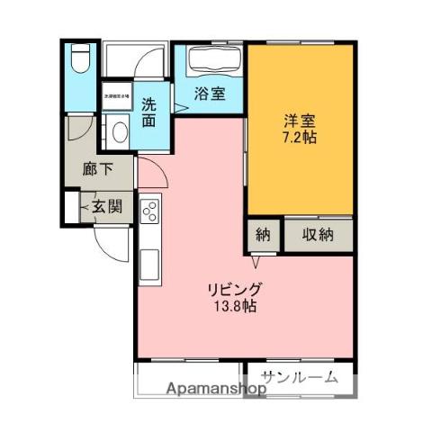 ウエストポイント21(1LDK/2階)の間取り写真