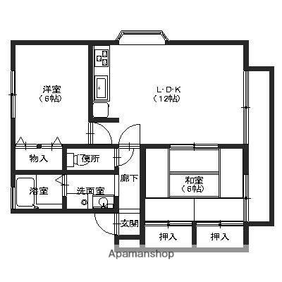 ハイカムール・マーガレット(2LDK/1階)の間取り写真