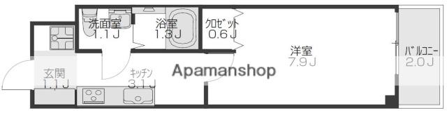 グリーンハイム駅西(1K/3階)の間取り写真