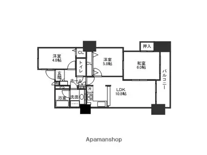 プレミアム金沢駅西(3LDK/9階)の間取り写真