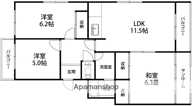 プリマビューネ(3LDK/3階)の間取り写真