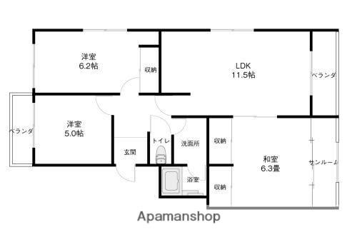 プリマビューネ(3LDK/2階)の間取り写真
