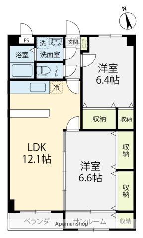 リアライズ金沢西Ⅱ(2LDK/2階)の間取り写真