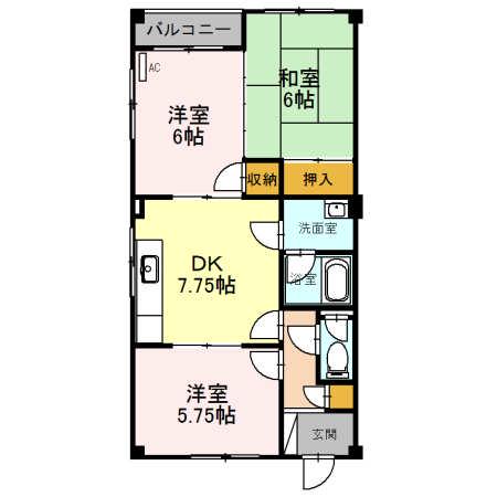 メープルハイム(3DK/3階)の間取り写真