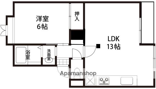ドミール・ド・シャルマン駅西(1LDK/2階)の間取り写真
