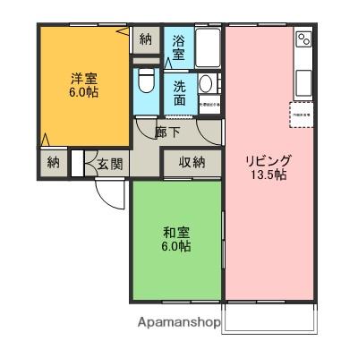 アンジェリーク・N(2LDK/1階)の間取り写真