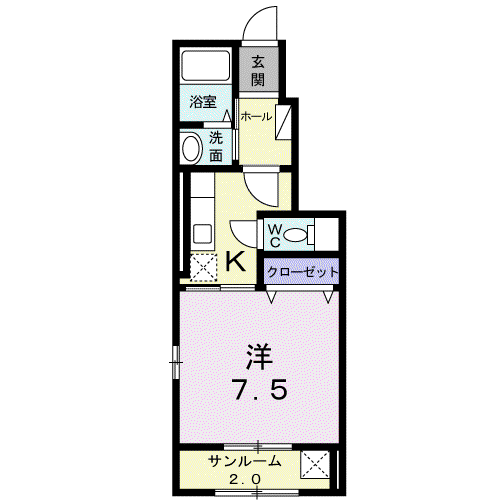 エクラⅤ(1K/1階)の間取り写真