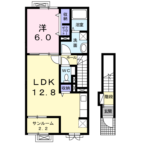 ベル・リリー(1LDK/2階)の間取り写真