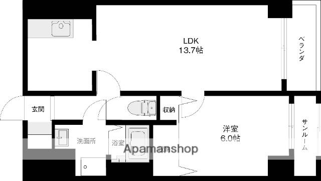 ロイヤルパークプラザ(1LDK/4階)の間取り写真