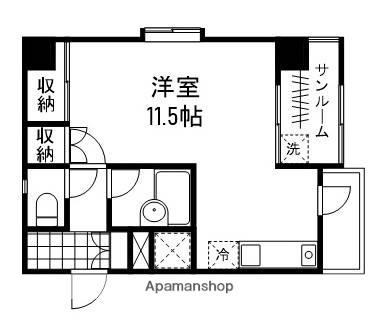 ツインフィル(ワンルーム/2階)の間取り写真