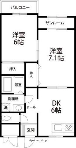 GLASS COAT 21(2DK/1階)の間取り写真