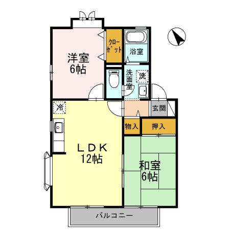 フォンティーヌ長坂台(2LDK/2階)の間取り写真