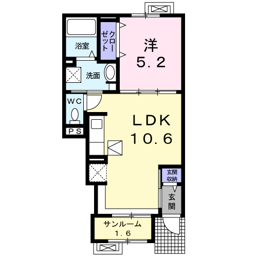 フォルティシモⅤ(1LDK/1階)の間取り写真