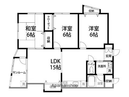 ヴィラ藤右衛門(3LDK/3階)の間取り写真