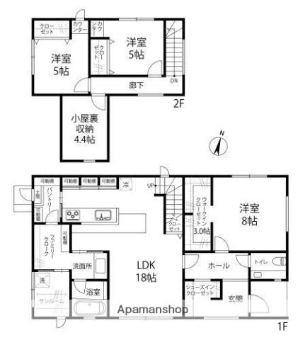 北陸新幹線 金沢駅 徒歩15分 2階建 築8年(3LDK)の間取り写真