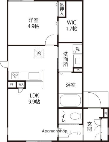BICOLO(1LDK/1階)の間取り写真