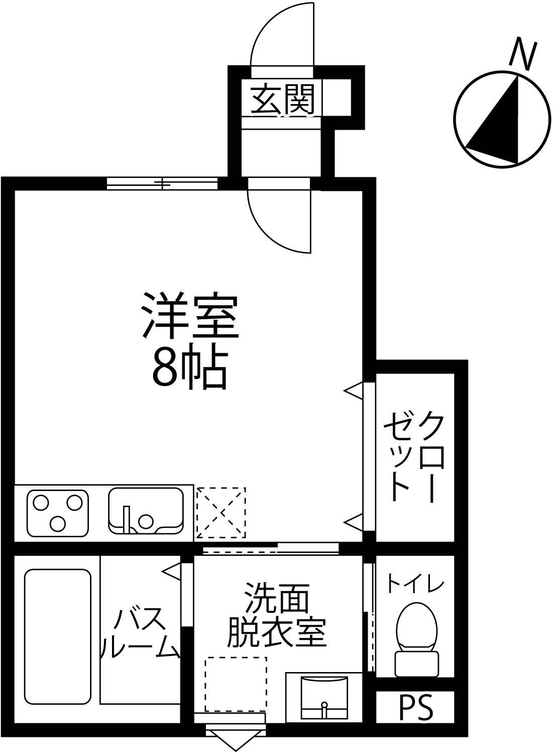 BRANZ金沢(ワンルーム/1階)の間取り写真