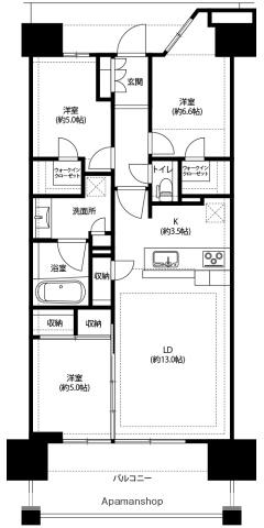 プラウドシティ金沢(2SLDK/9階)の間取り写真