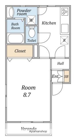 ハイウェステリアⅢ(1K/1階)の間取り写真