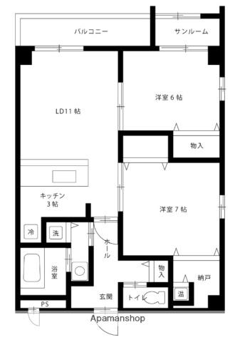 ファーストレーベン広岡(2LDK/7階)の間取り写真
