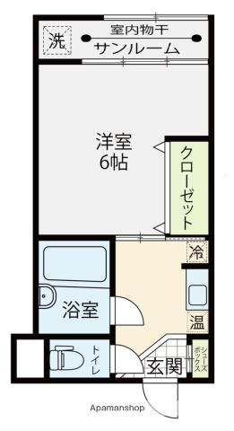 サンミューズほくてつ(1K/1階)の間取り写真